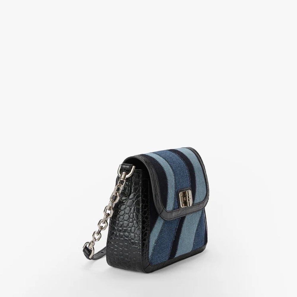Brahmin Gianna Retro Blue Lismore Denim & Leather Shoulder Bag NWT